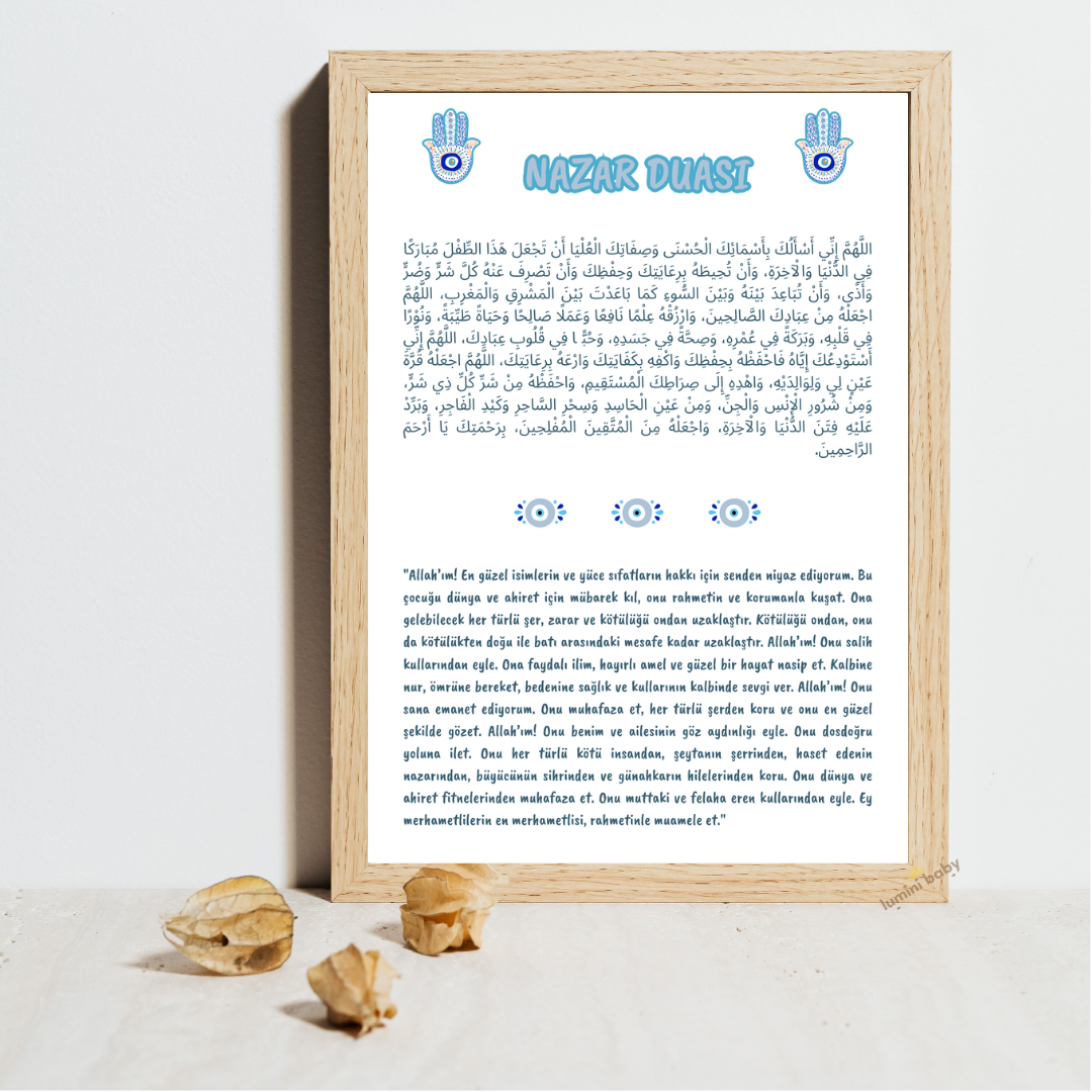 Ahşap Çerçeveli Nazar Duası Tekli Çocuk Odası Dekoru