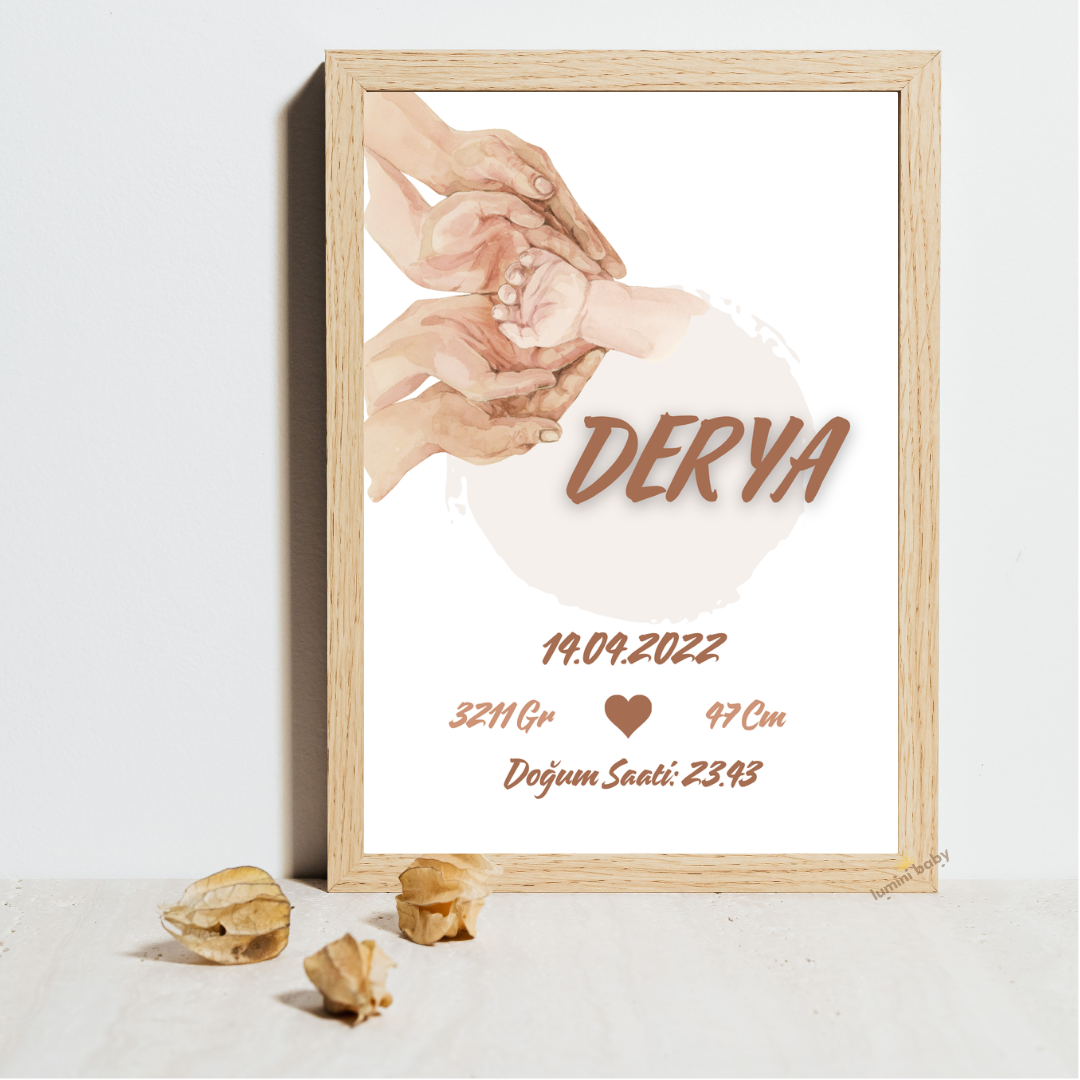 Doğum Saati Tarih Tekli Çocuk Odası Dekoru