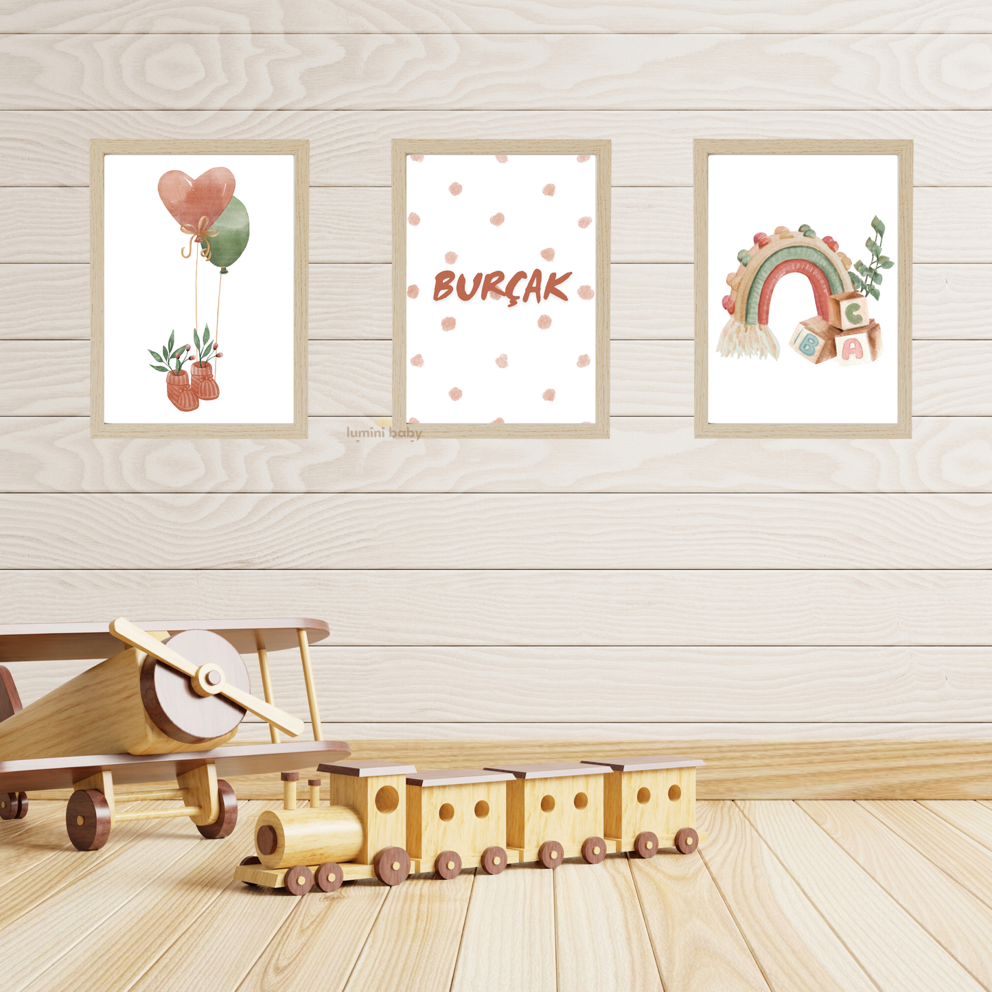 Makrome 3'lü Set Çerçeveli Çocuk Odası Dekoru