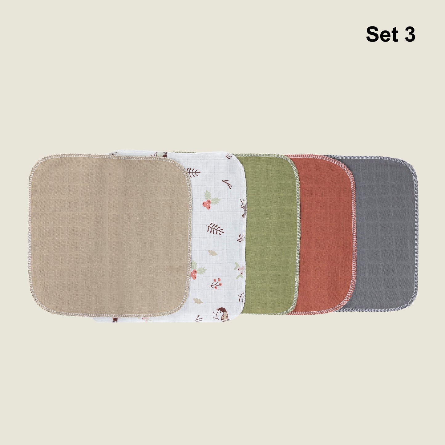 Set 3 Müslin Kumaş Ağız Mendili & Ter Bezi