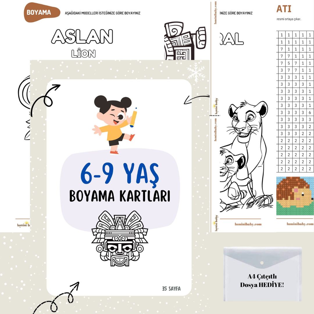 Çocuklar İçin 6-9 YAŞ Boyama Kartları