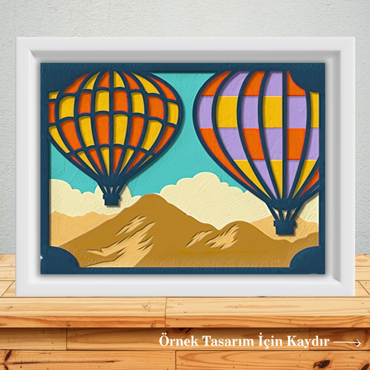 Katmanlı Balon 2 Temalı 3D Ahşap Dekor