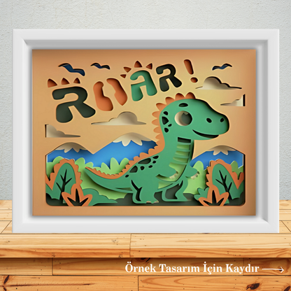 Katmanlı Dino Temalı 3D Ahşap Dekor