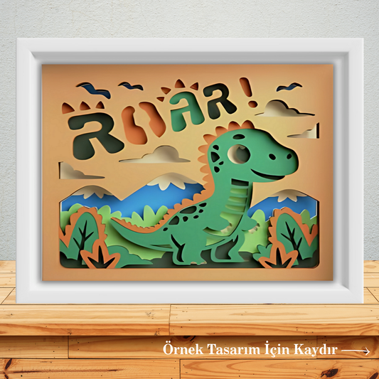 Katmanlı Dino Temalı 3D Ahşap Dekor