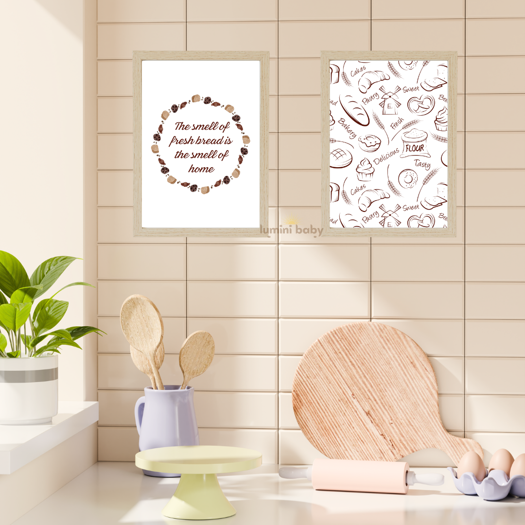 Bakery 2'li set Ahşap Çerçeveli Mutfak Tablosu