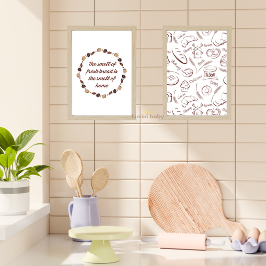 Bakery 2'li set Ahşap Çerçeveli Mutfak Tablosu