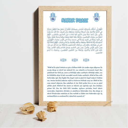 Ahşap Çerçeveli Nazar Duası Tekli Çocuk Odası Dekoru