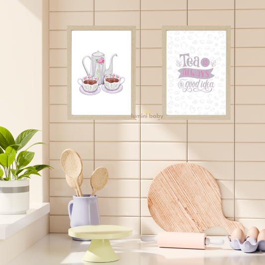 Tea 2'li set Ahşap Çerçeveli Mutfak Tablosu
