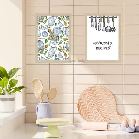 Grandma's 2'li set Ahşap Çerçeveli Mutfak Tablosu