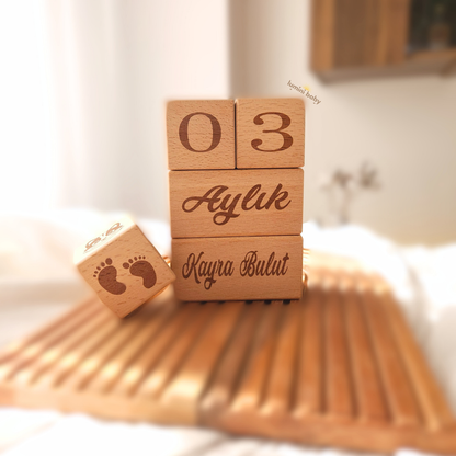 Lazer Yazılı Ahşap Anı Küpleri (Kişiye Özel)
