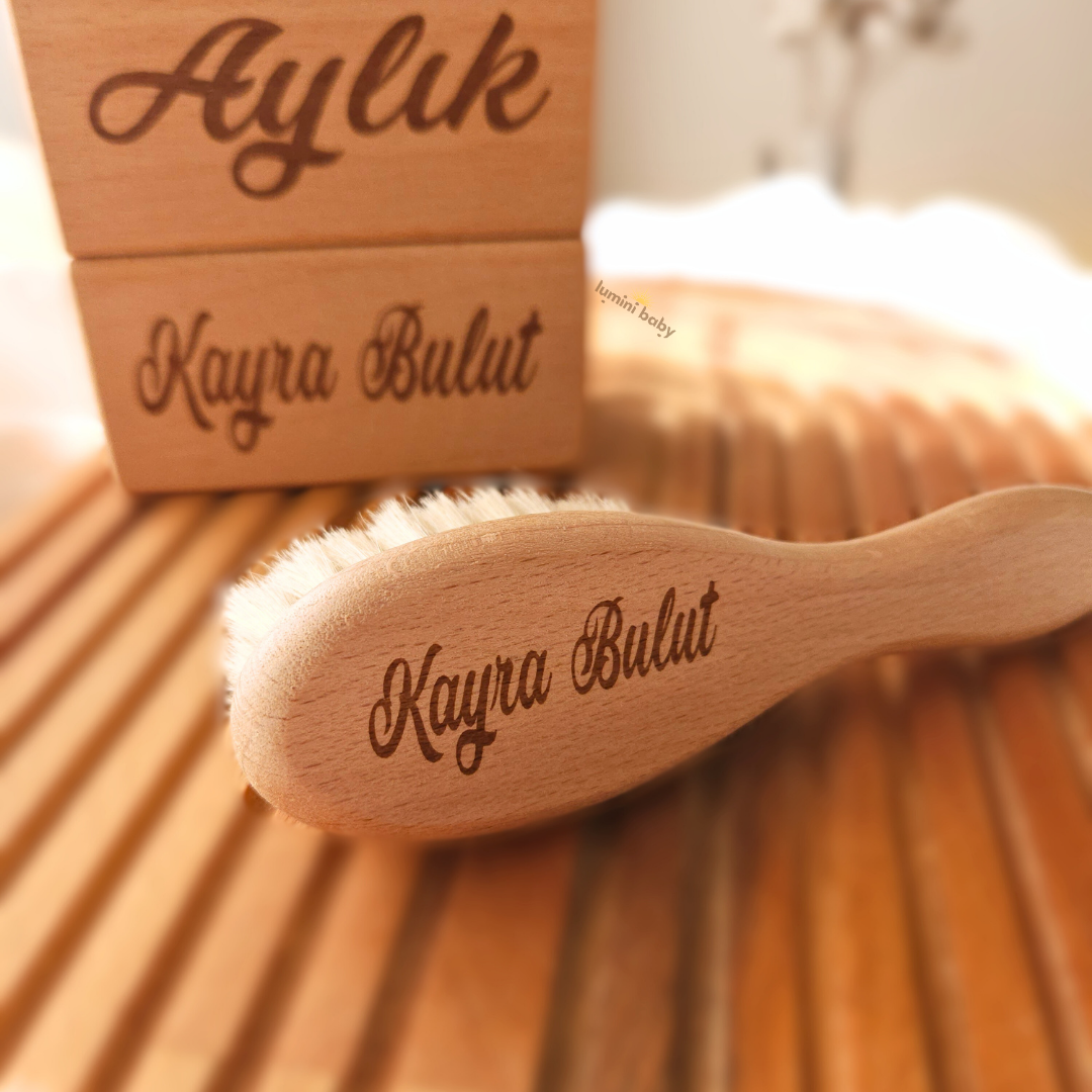 Ahşap Anı Küpü ve Fırça Set (Kişiye Özel)