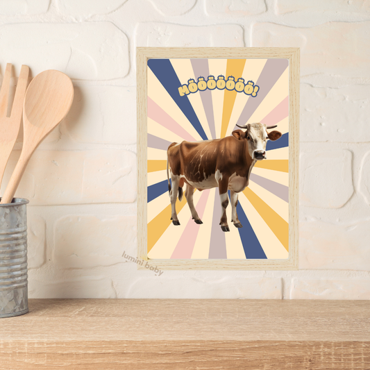 Cow Ahşap Çerçeveli Tekli Mutfak Tablosu
