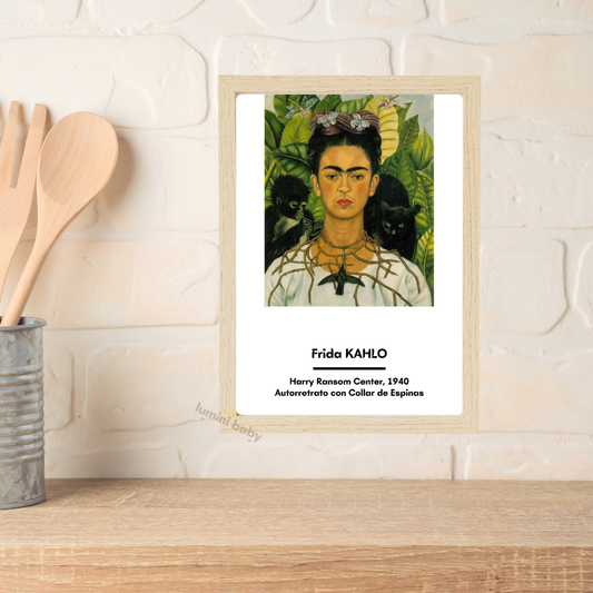 Frida Kahlo Ahşap Çerçeveli Tekli Mutfak Tablosu