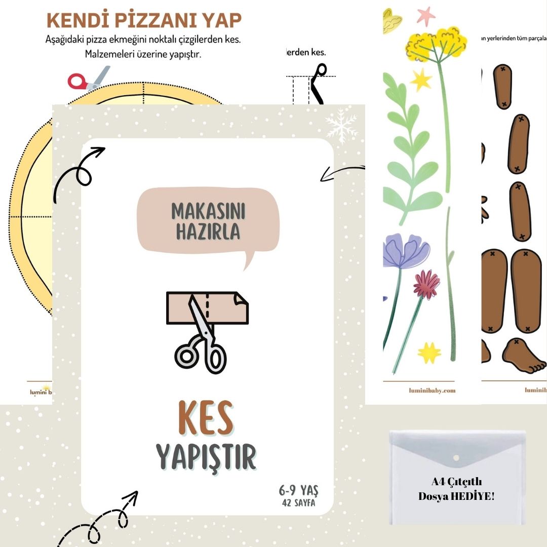 Çocuklar İçin Kes Yapıştır Etkinlik Kartları (6-9 Yaş)