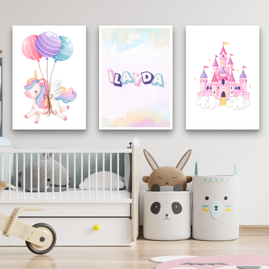 Unicorn 3'lü Kanvas Tablo