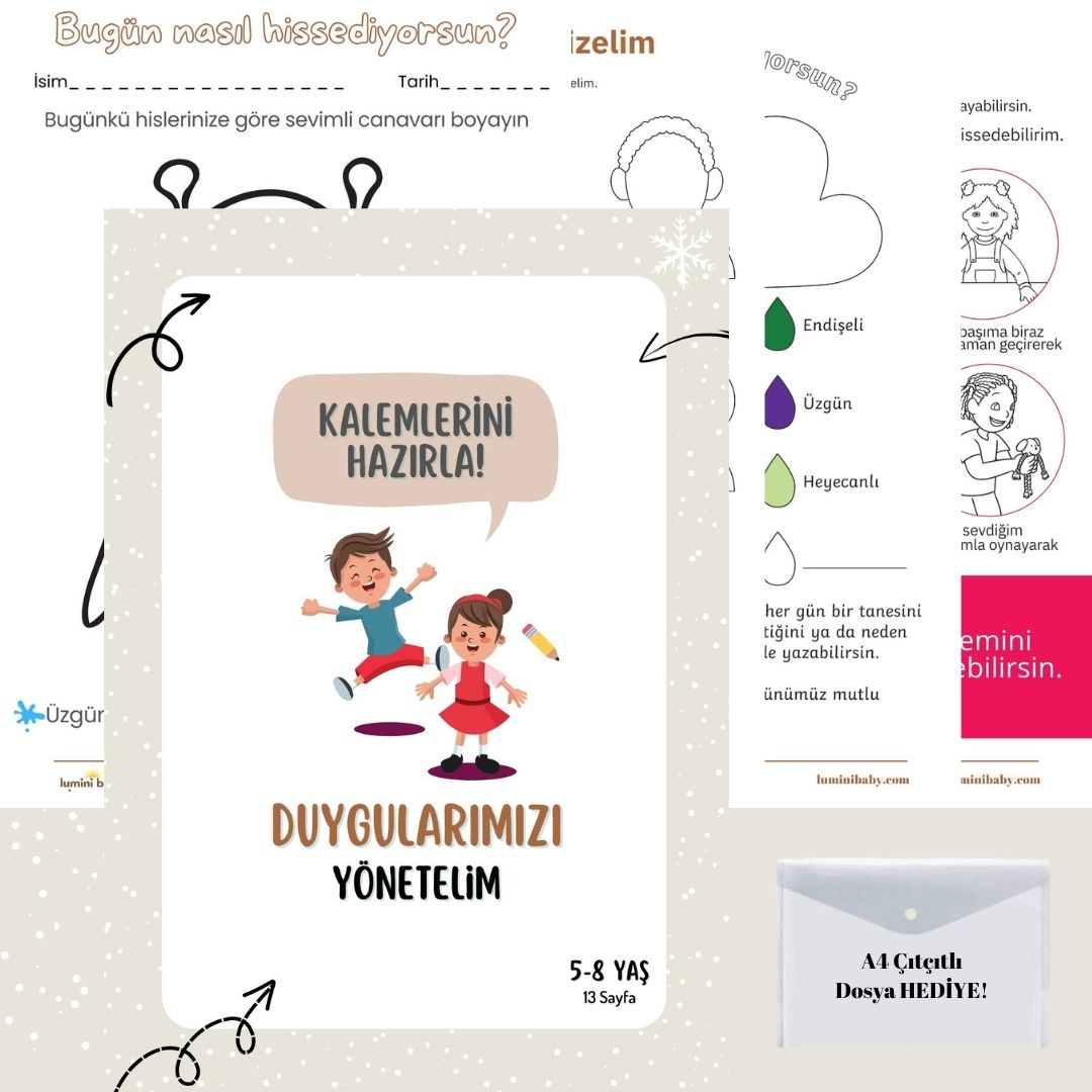 Çocuklar İçin Duygularımızı Yönetelim Kartları (5-8 Yaş)