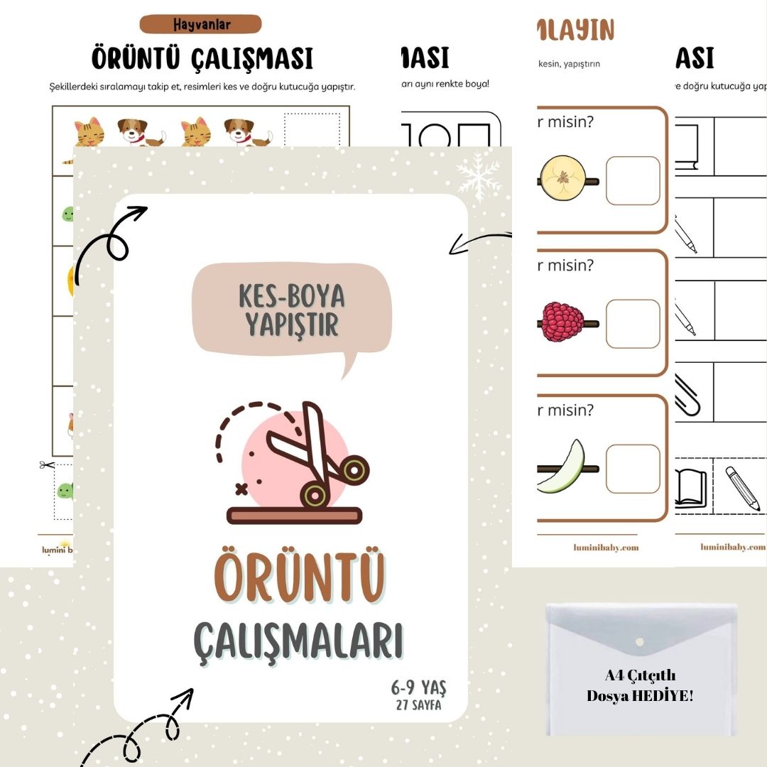 Çocuklar İçin Örüntü Çalışmaları Etkinlik Kartları (6-9 Yaş)