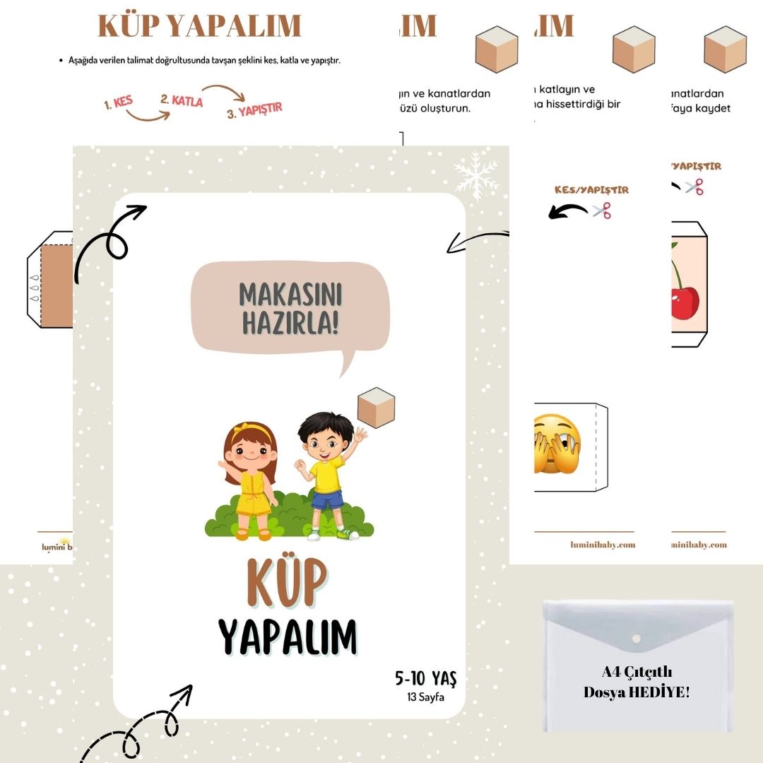 Çocuklar İçin Küp Yapalım Kartları (5-10 Yaş)
